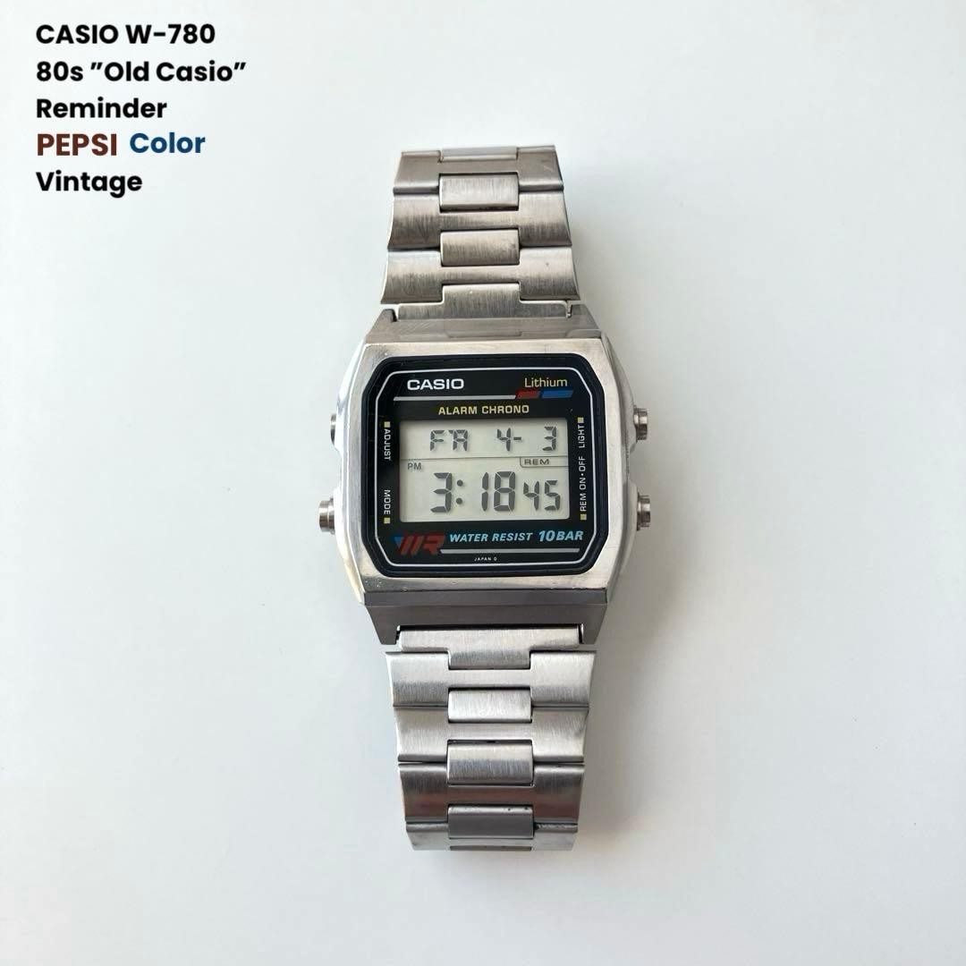 CASIO W-38 80s “Old CASIO” PEPSI Vintage CASIO W-780 Vintage 80s Pepsi Color Reminder Watch Module 549 Rare