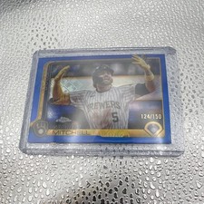 Topps 2025 Chrome Logofractor Garrett Mitchell #28 Blue Refractor  /150 Brewers