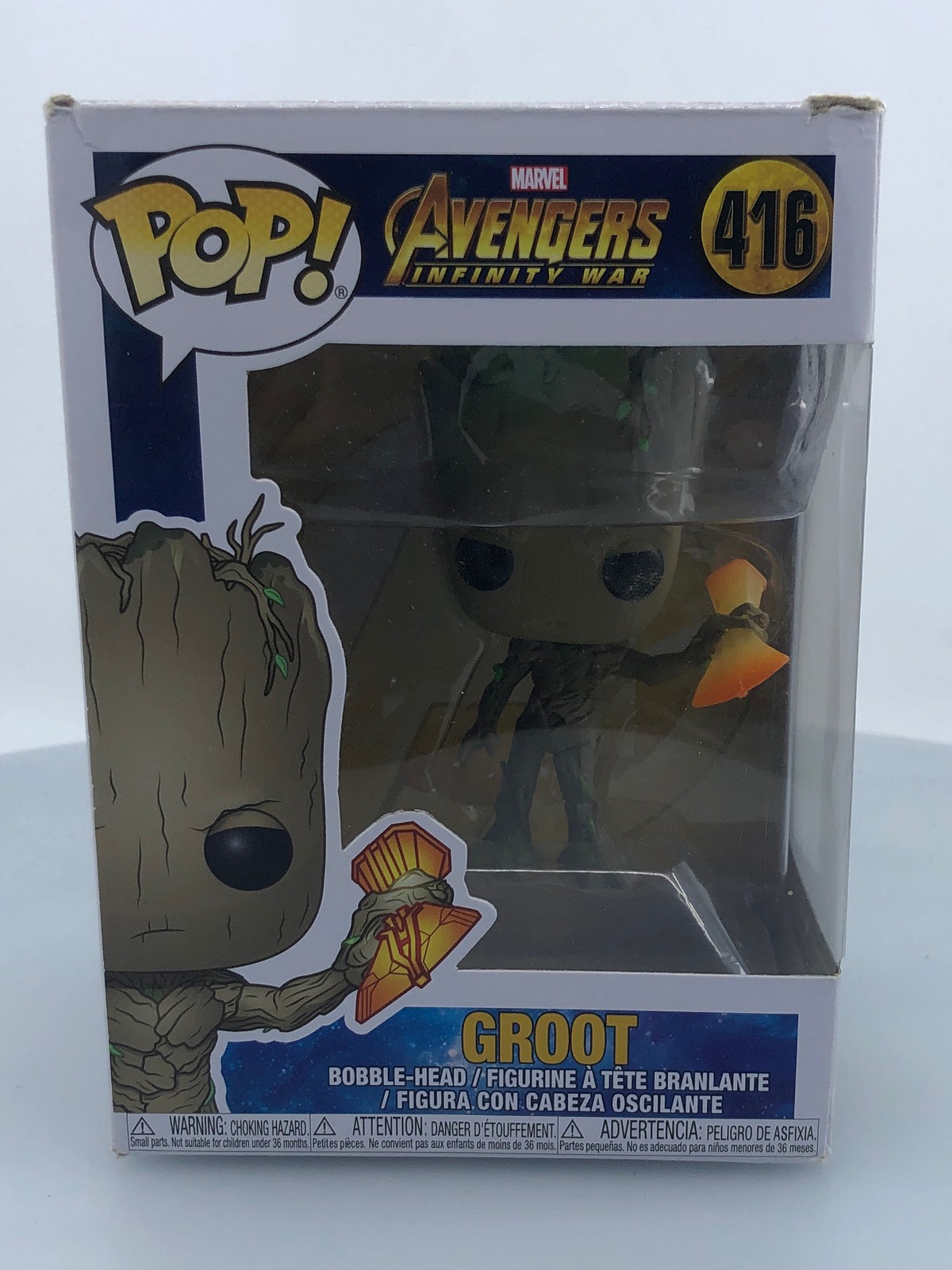 Funko Pop! Marvel Avengers: Infinity War Groot Con Stormbreaker #416 Dañado