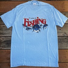 Vtg 80s “I’d Rather Be Fishing” T- Shirt Single Stitch - L/XL - Made in USA