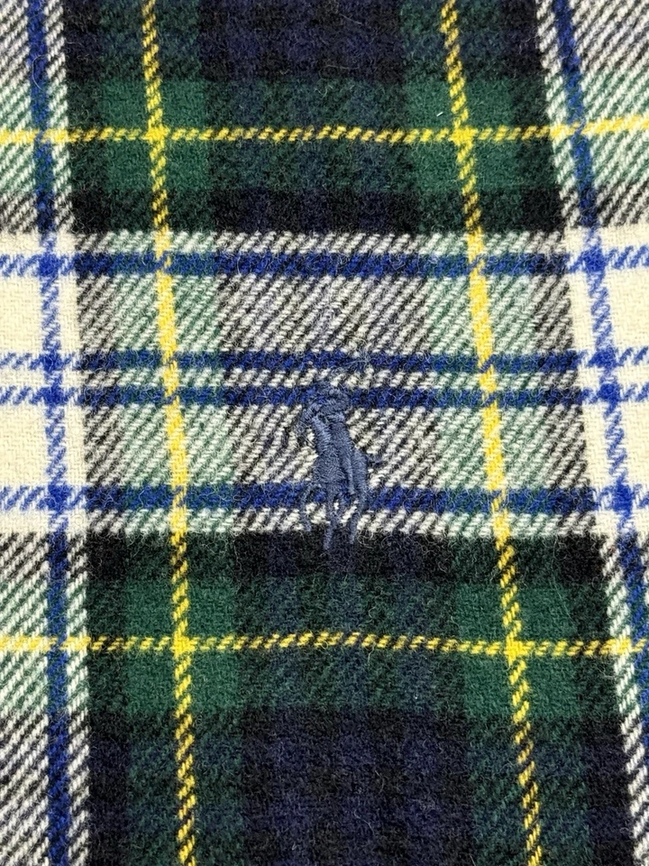Polo Ralph Lauren Scarf Lambs Wool Green Plaid Designer Italy - Image 4 of 4