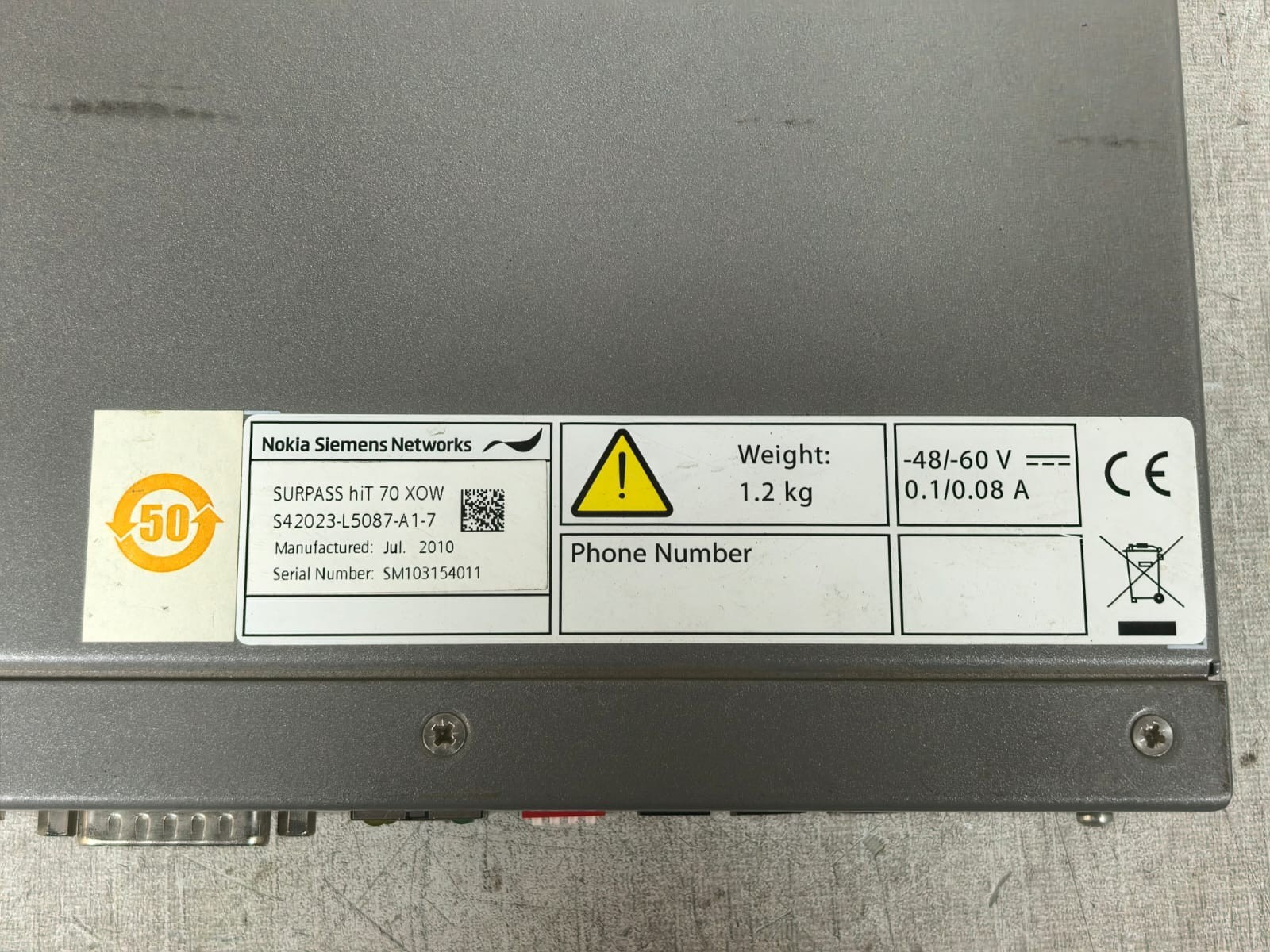 NOKIA SIEMENS NETWEORKS S42023-L5087-A1-7 NOKIA SIEMENS NETWEORKS S42023-L5087-A1-7 SURPASS HIT 70 XOW 6