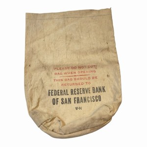 Vintage Canvas Federal Reserve Bank Of San Francisco Cash Money Banking Bag