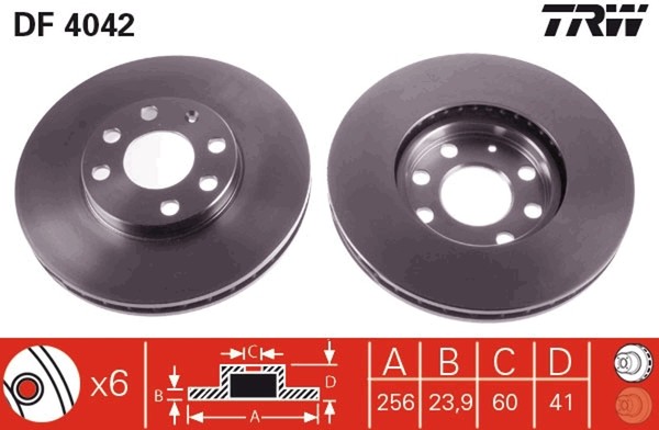 2X TRW Bremsscheibe DF4042 FüR Astra Opel CC Zafira T98 Classic Chevrolet Corsa-image