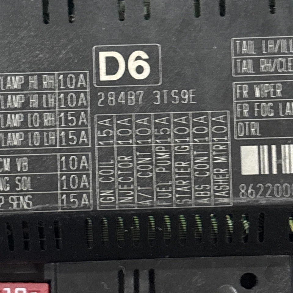 Caja de fusibles Nissan Máxima 16-20 motor VIN A 4º dígito VQ35DE OEM 284B73TS9E D6 Foto 2 de 3