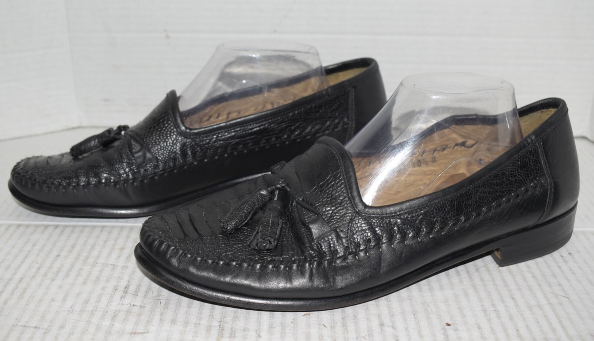 ZELLI OSTRICH LEG LEATHER BROWN TASSELS MEN LOAFERS SLIP ON BLACK SZ 9.5 M NEW ZELLI OSTRICH LEG LEATHER BROWN TASSELS | Mercari main image 2