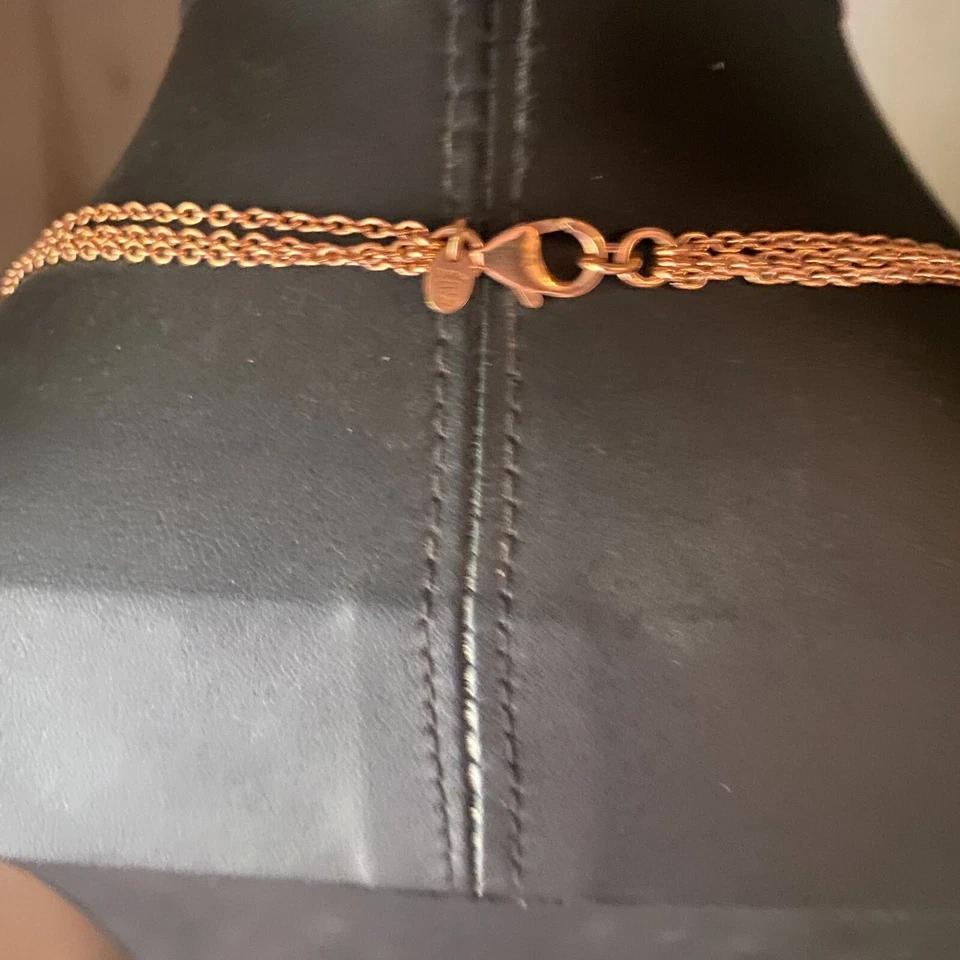 Honora Italia Rosa Perla Cultivada Broze 3 Hilos Cadena Estación Collar 18" Foto 3 de 4