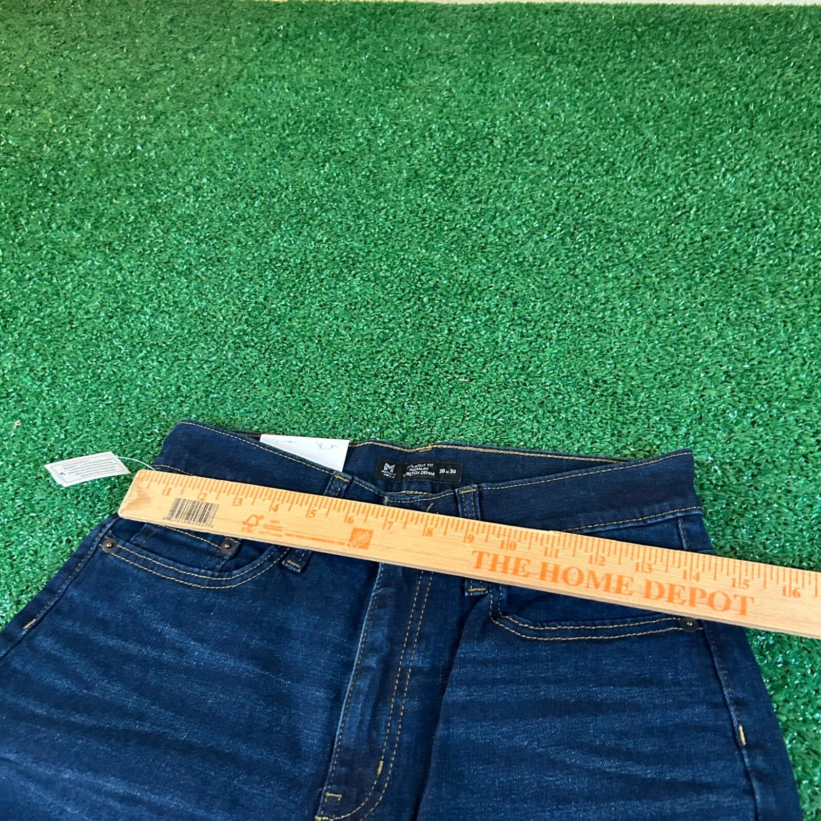 Members Mark Jeans Straight Leg Dark Wash Denim Pants Stretch Blue Mens 28x30"