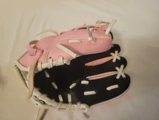 Girls Pink Baseball And Glove Play Practice, No Ball