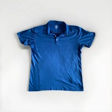 KUHL Shadow Polo Mens Large Blue Performance Stretch Poly Pullover Metal Buttons