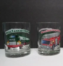 2 Hess Classic Truck Series 1996 Glasses 12oz Low Ball Whiskey Glasses - A2