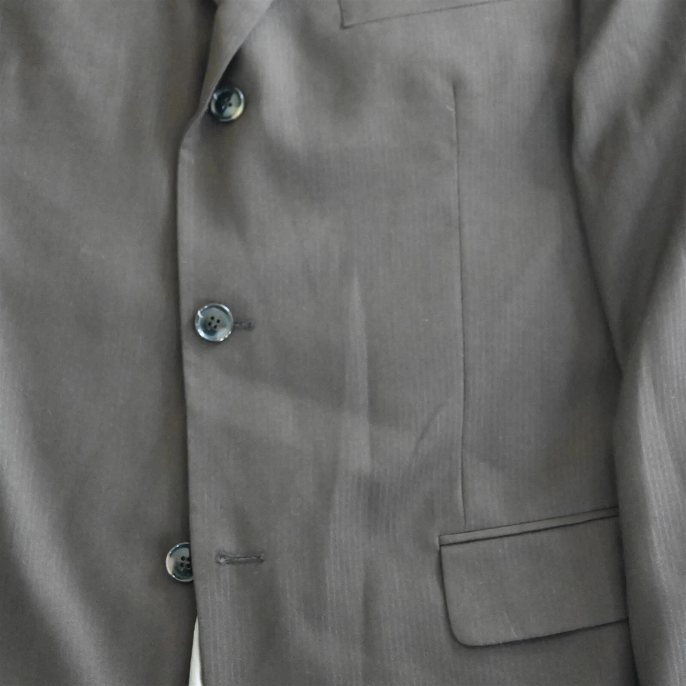 Chaqueta Pantalones Traje Evan Piccone 44L 38x32 Marrón Rayas Para Hombre Foto 3 de 4