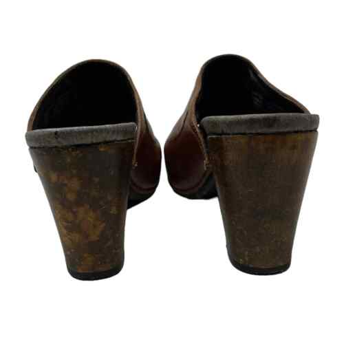 Dansko Women's Brown Leather Heel Mules Slip On Open Toe Wooden Heel 36 US 5.5 - Picture 7 of 9
