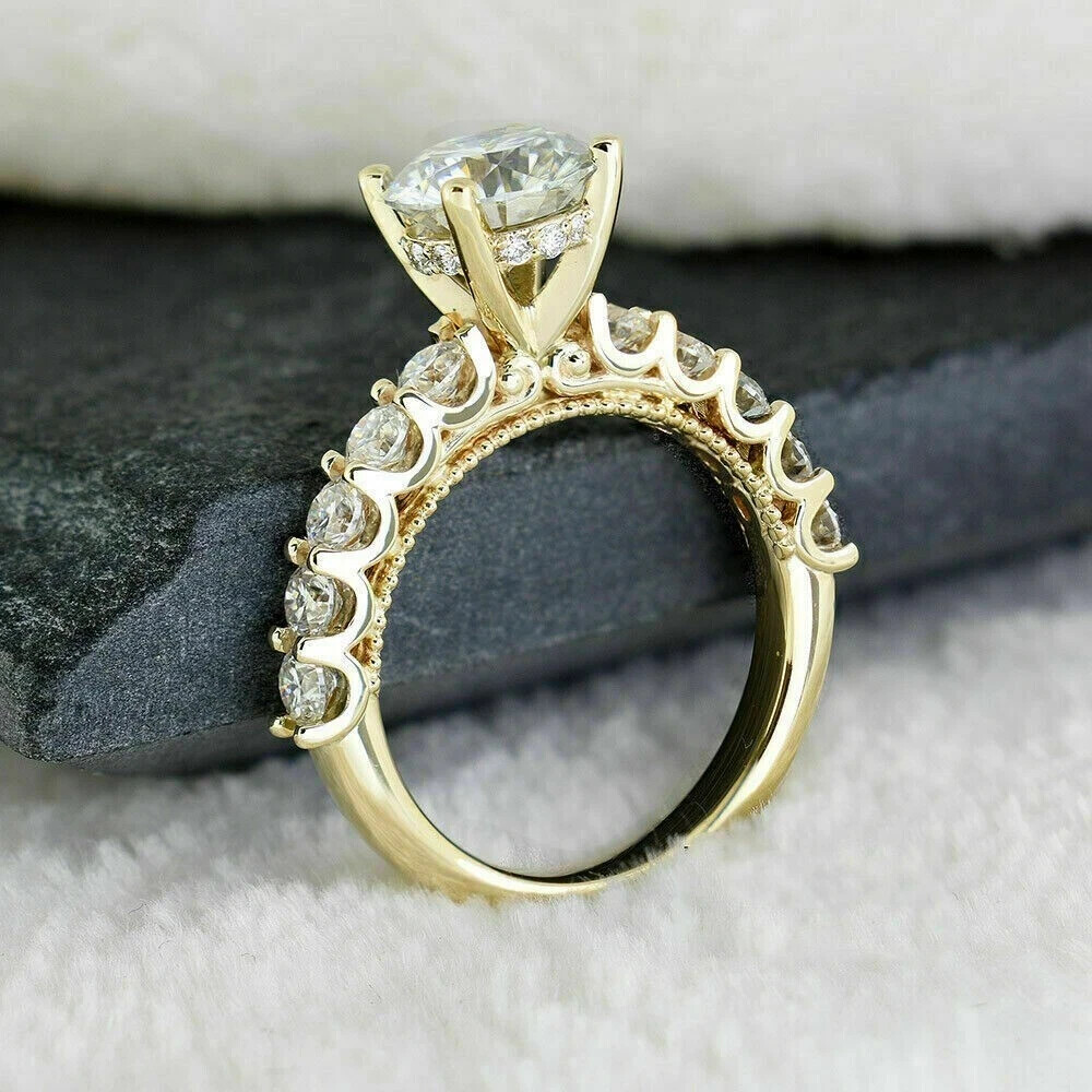 2Ct lab created White Diamond Women's Engagement Ring 14K Yellow Gold Finish