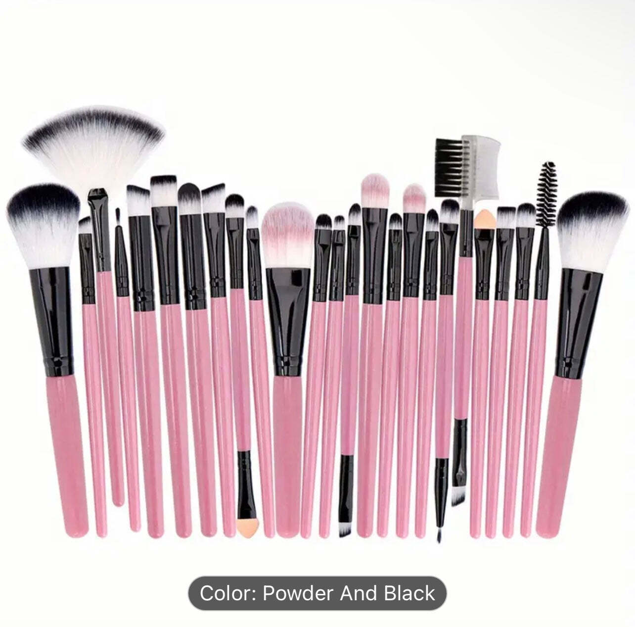 Premium 25pc Oval Makeup Brush Set - Soft Nylon Bristles for Flawless Blending