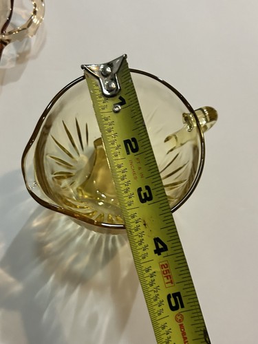 Vintage Federal Glass Company Depression Era Yellow Star Creamer And Plate - Picture 7 of 8