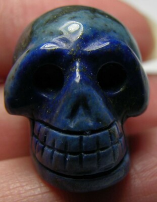 #10 Afghanistan 69.50ct 100% Natural Lapis Lazuli Skull Carving 13.90g 25.00mm