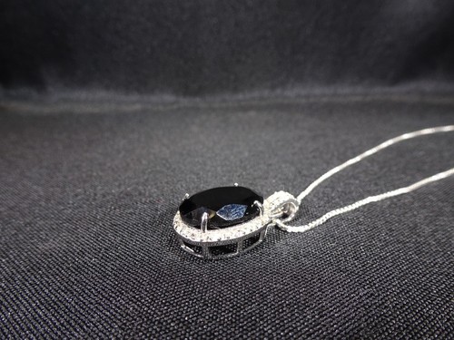 11.81 ct Natural Black Onyx & White Topaz Solid Sterling Silver Italian Necklace - Picture 12 of 17