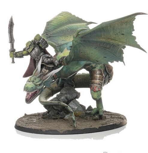 Орочий военачальник на боевой виверне - 28-миллиметровая фантастическая модель