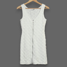 L.K. COLLECTION Women's Jr's Sz M White Zip Front Dress - EXCELLENT CONDITION