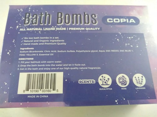 Copia Bath Bombs Gift Set - Lush Bath Bombs, 6 Pack, Large and Fizzy!!! Sku#61 - Picture 2 of 2