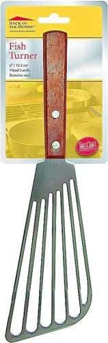 TableCraft 10.75" Stainless Steel Fish Turner / Spatula with Wood Handle
