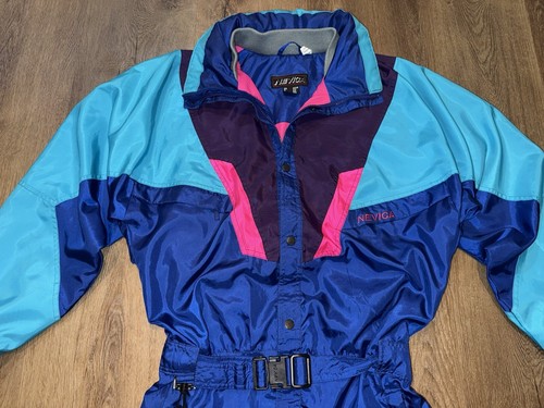 Mens Nevica Ski Suit One Piece Snowsuit VTG 80s Snow Bib Retro Blue 40 Medium - Picture 5 of 22