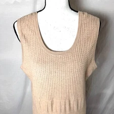 Rachel Zoe Womens Sz XL Sleeveless Pointelle Beige Knit Sweater Dress Sheath