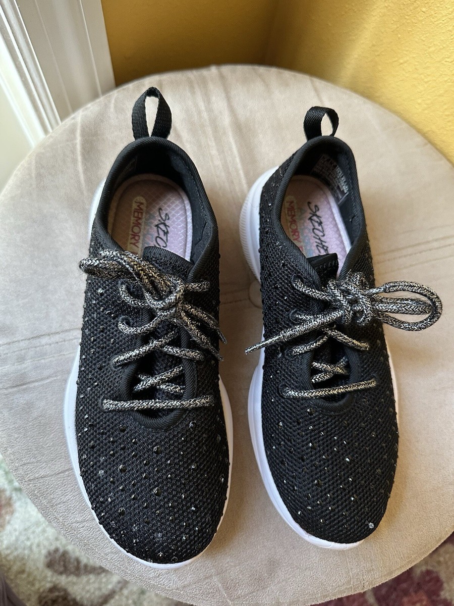 Skechers girls kids Black sneakers Studded Air-Cooled Memory Foam