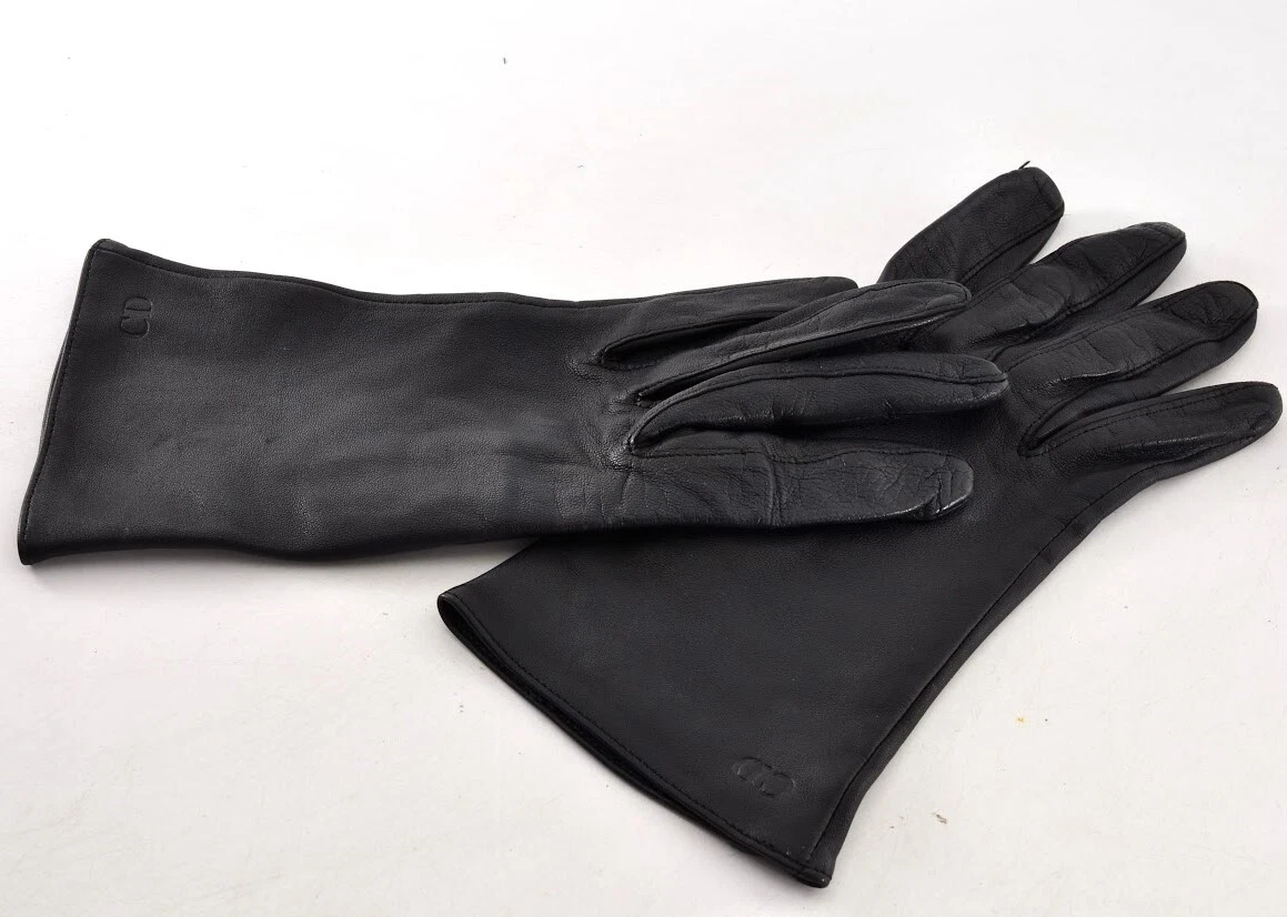 Gants Christian Dior cuir noir occasion authentique 7405