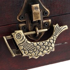 2x Carved Word Padlock Mini Retro Antique Lock and Keys Chinese Jewelry Box Home