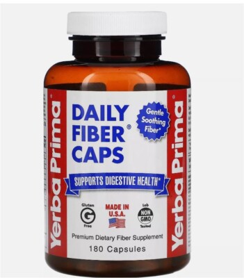 Yerba Prima Daily Fiber Caps 625 mg 180 Capsules All-Natural, GMP Quality