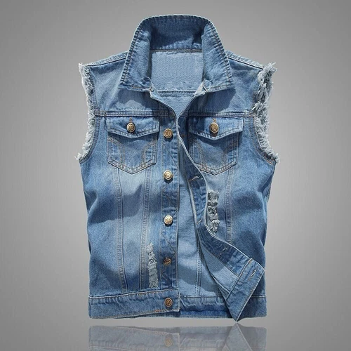Herren Jeansweste Herbst Frühling Ärmellose Jacke Freizeit Denim Weste Cowboy - Bild 13 von 18