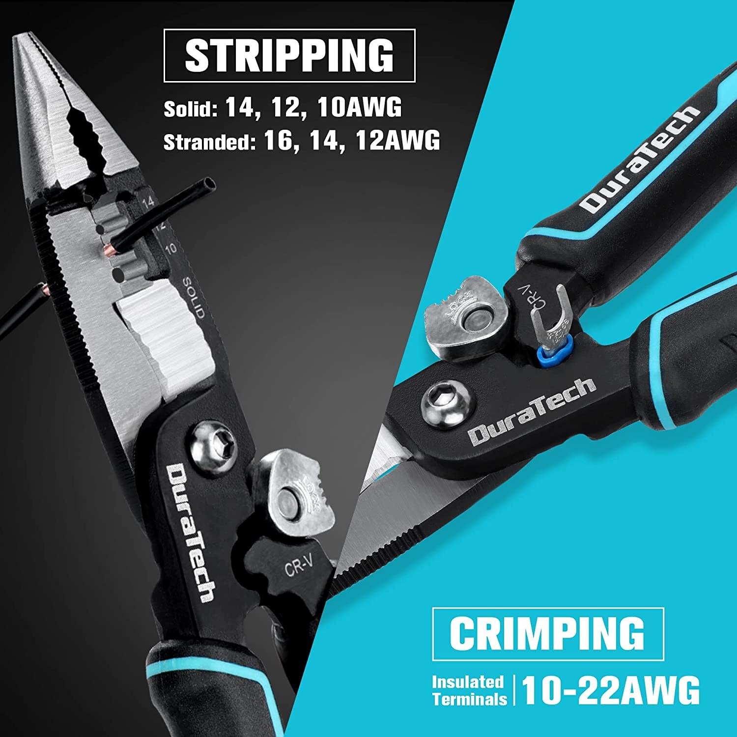 DURATECH 5-in-1 Wire Stripper Tool Needle Nose Plier Multifunctional  8 inch NEW