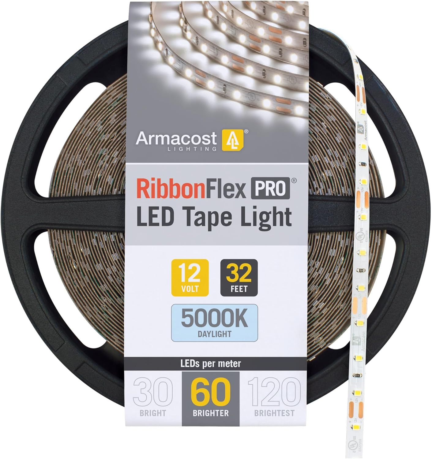 Ribbonflex Pro 32.8 Ft. 12-Volt LED White Strip Light 60 Leds/M in Daylight (500