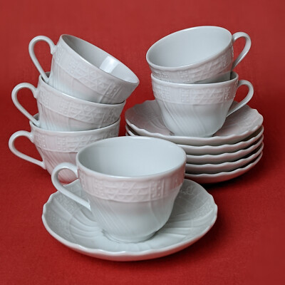 Hutschenreuther Dresden weiß 6X Espressotasse mit Untertasse 100 ml Porzellan