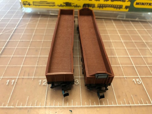 MiniTrix N Train TWO Brown LONG Hopper Cars 3505 3502 W GERMANY AUSTRIA Lot U - Picture 9 of 12