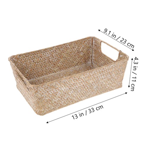 3 Pieces Straw Bread Basket with Lid Kitchen Baskets for Storage - Picture 12 of 12