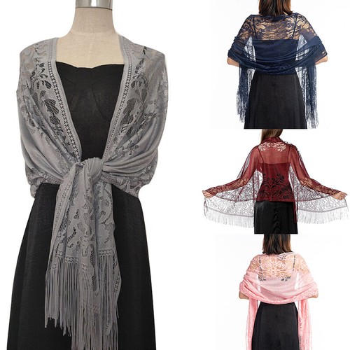 Lady Lace Floral Scarf Shawl Wrap Wedding Pashmina Evening Formal Cocktail Party