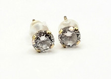 JCM 14K Yellow Gold 4mm Round CZ Cubic Zirconia 4 Prong Stud Earrings