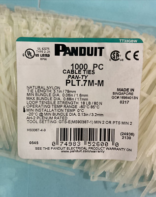 Panduit (1000 Count) PLT.7M-M, Cable Ties 3.1, 18lb Strength