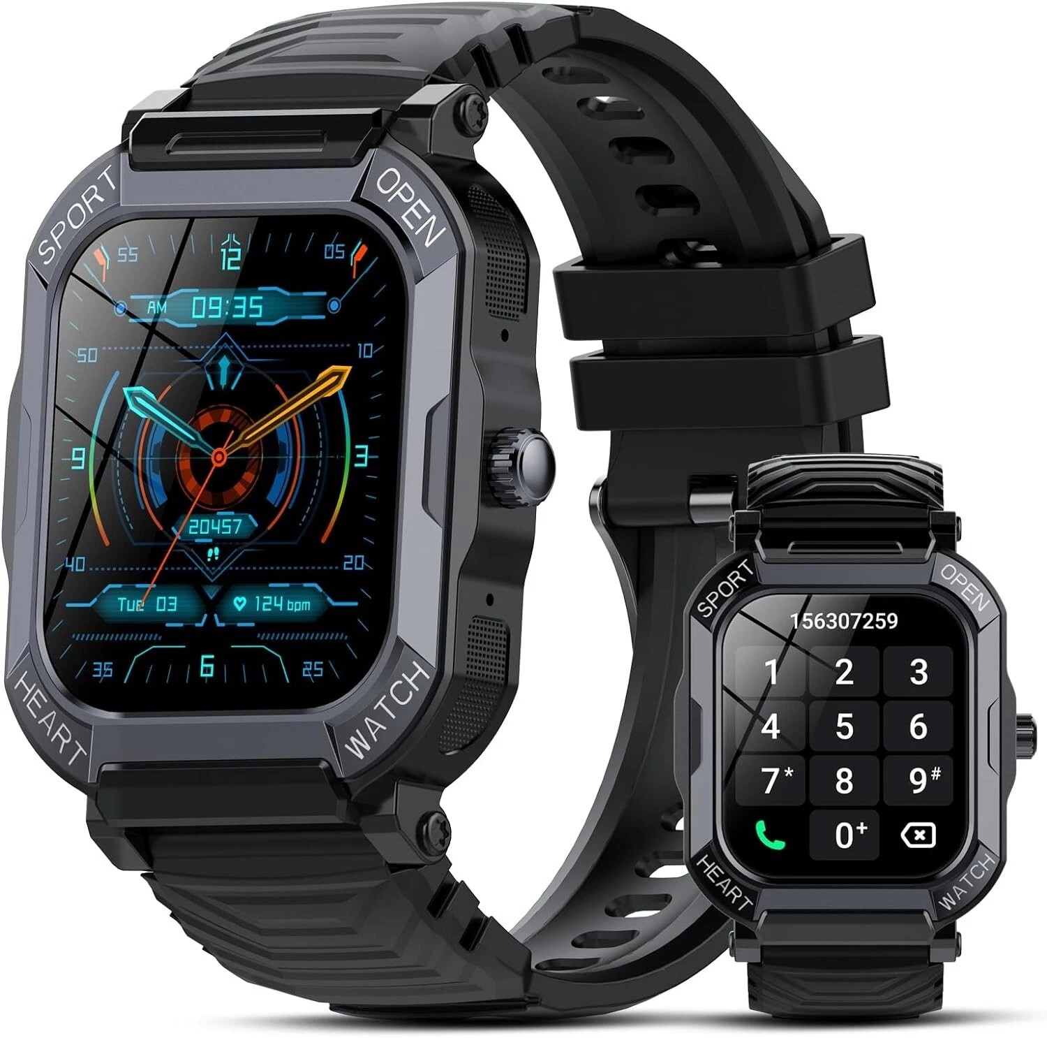 Smart Watch Fitness Watch Heart Rate Monitor Men's Phone Function 1.85 Inch Display F296