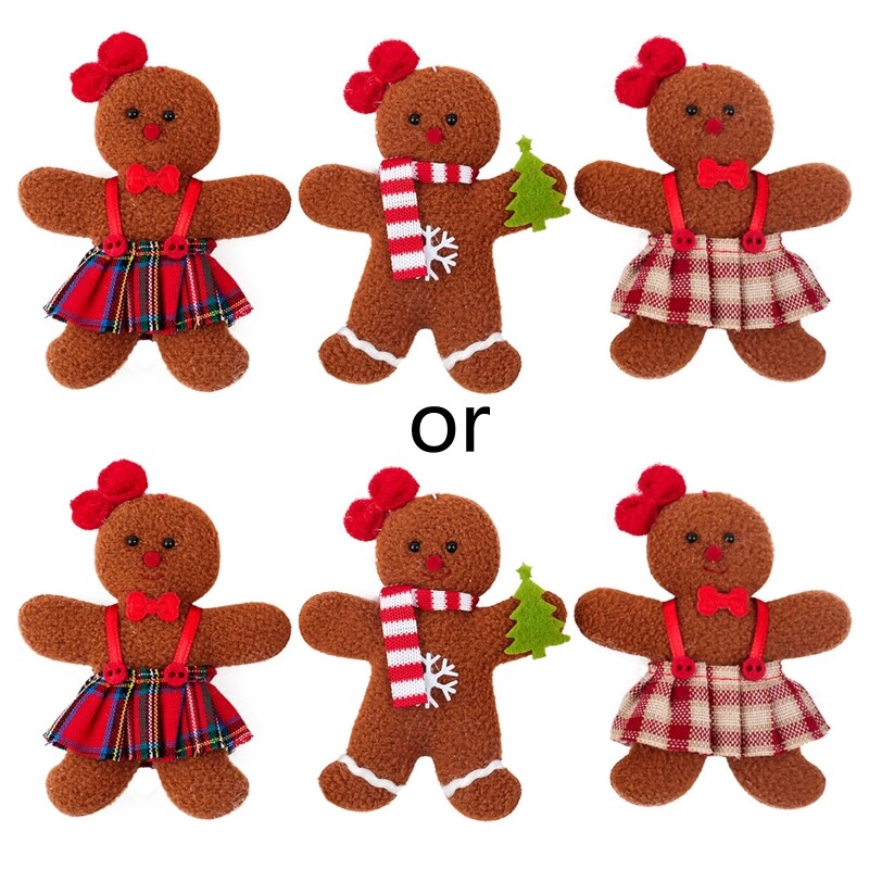 3 Pcs Christmas Gingerbread Man Ornaments for Xmas Tree Decor