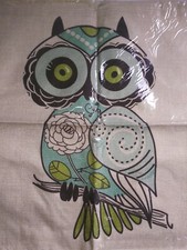 17" 17" sq. Blue Owl boho Pillow Cover New in pkg washable 55 Linen 45 cotton