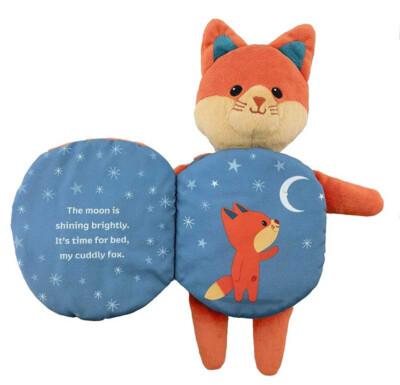 My Cuddly Fox 10 Inch Orange Fox Plush Blue Cloth Attached Book Baby Toy