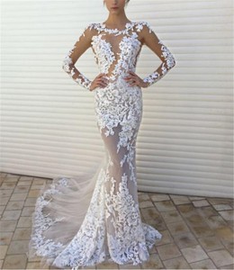 white lace mermaid gown