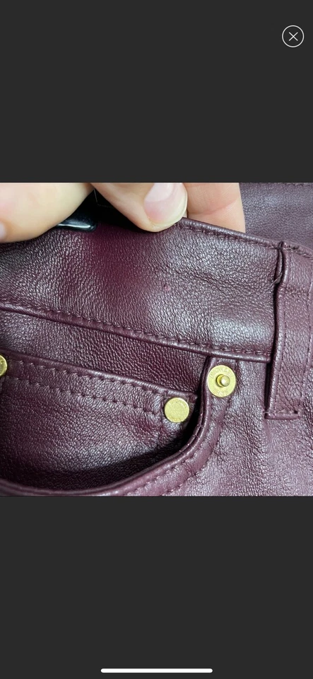 NEW Michael Kors 100% Lamb Leather Burgundy Pants - Image 4 of 4