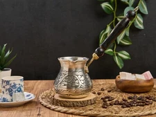 Copper Turkish Greek Coffee Maker Pot,  Cezve Briki, Stovetop Copper Maker