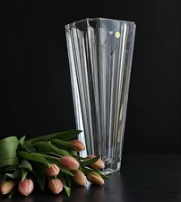 Bohemia Crystal Clear Vase "Balzac" – 13" Tall | Czech Republic Glass art