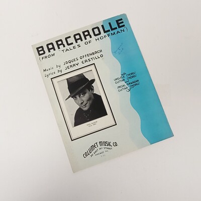 Barcarolle from Tales of Hoffman Sheet Music Vocal Ukulele Guitar Piano Vintage